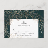 Cartons Réponse Fleur romantique modifiable Courbe Emerald Gold Fo (Devant)