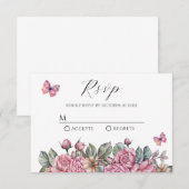 Cartons Réponse Fleur rose rose rustique (Devant / Derrière)