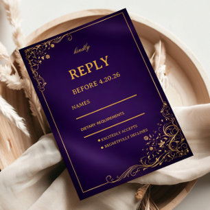 Cartons Réponse Fleur Royal Pourpre Or