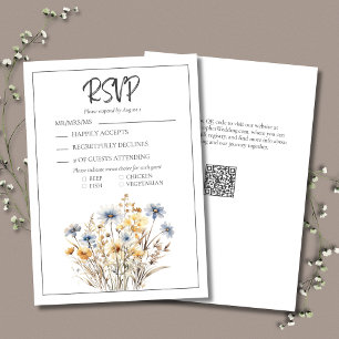 Cartons Réponse Fleur sauvage Bleu Moderne Élégant Mariage formel