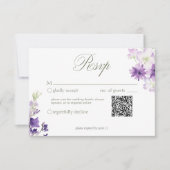 Cartons Réponse Fleur sauvage Boho violet Mariage blanc QR (Devant)