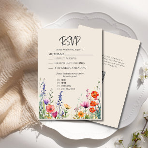Cartons Réponse Fleur sauvage coloré Elégant Mariage beige