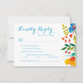 Cartons Réponse Fleur sauvage couleur aquarelle Mariage floral  (Devant)