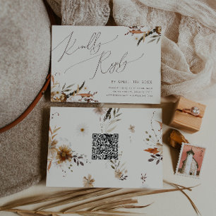 Cartons Réponse Fleur sauvage d'automne Boho   Code QR horizontal