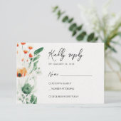 Cartons Réponse Fleur sauvage d'été vert & orange (Debout devant)