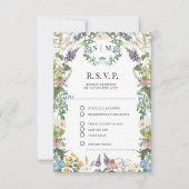 Cartons Réponse Fleur sauvage floral Meadow Spring Mariage de code (Devant)