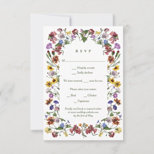 Cartons Réponse Fleur sauvage Frame Rustic Boho Mariage (Devant)