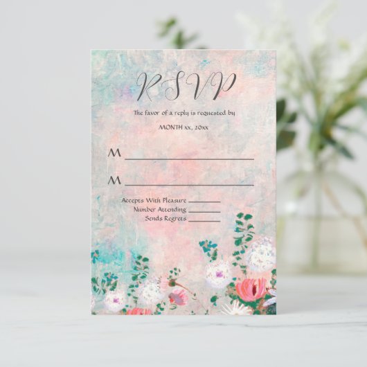 Cartons Réponse Fleur sauvage Jardin Aquarelle Mariage Floral (Debout devant)