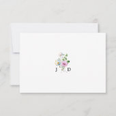 Cartons Réponse Fleur sauvage Jardin Floral Monogramme Mariage (Dos)