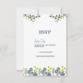 Cartons Réponse Fleur sauvage jaune bleu Floral Boho Mariage (Devant)