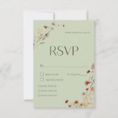 Cartons Réponse Fleur sauvage moderne Sage vert Mariage (Devant)