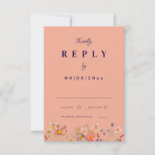 Cartons Réponse Fleur sauvage Navy Burnt Orange Mariage de automne (Devant)