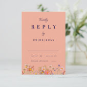 Cartons Réponse Fleur sauvage Navy Burnt Orange Mariage de automne (Debout devant)