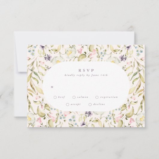 Cartons Réponse Fleur sauvage Oval Spring Boho Pampas Mariage (Devant)