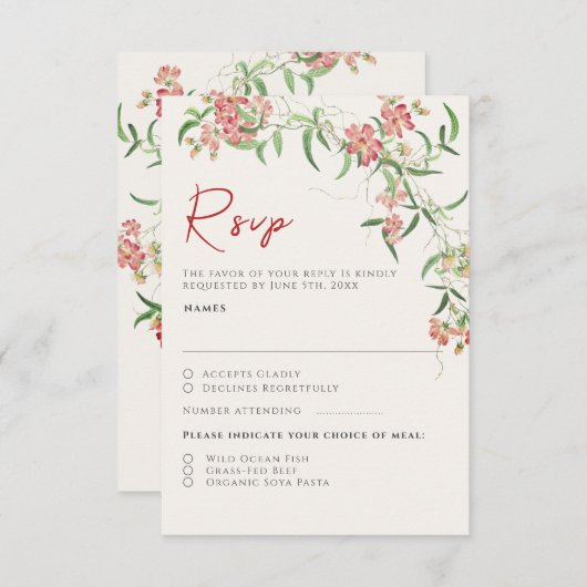 Cartons Réponse Fleur sauvage rose Rose Spring Garland Mariage (Devant / Derrière)