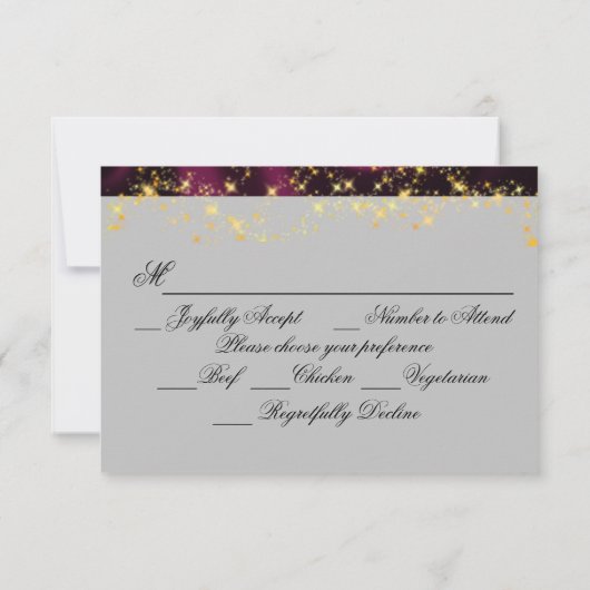 Cartons Réponse Fleur sauvage, Ruban Violet & Lumières (Dos)