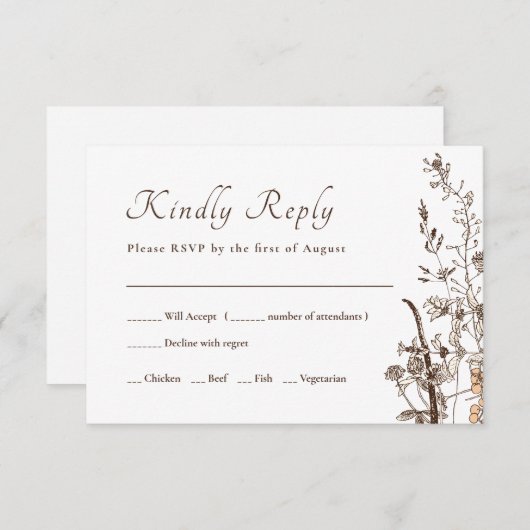 Cartons Réponse Fleur sauvage rustique automne flamme mariage flor (Devant / Derrière)