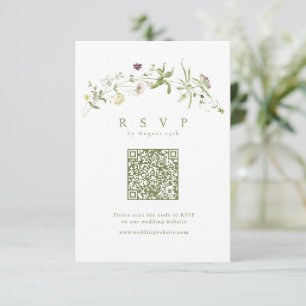 Cartons Réponse Fleur sauvage Sage Green Rustic Boho Mariage de co