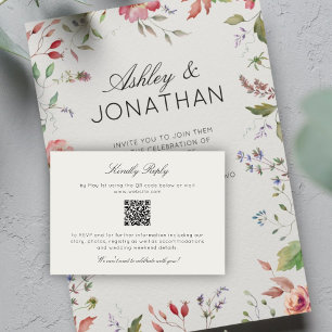Cartons Réponse Fleur sauvage simple et intemporel Mariage d'albât
