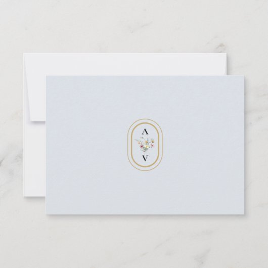 Cartons Réponse Fleur sauvage simple Fern Dusty Blue Mariage Monog (Dos)