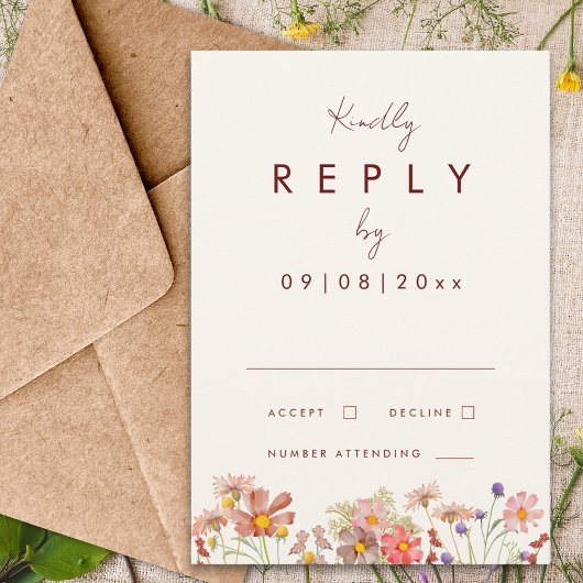 Cartons Réponse Fleur sauvage Terracotta Mariage de automne Répons