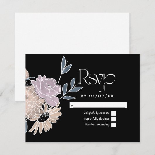 Cartons Réponse Fleurs aquarelle Mariage (Devant / Derrière)