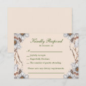 Cartons Réponse Fleurs blanches de mariage d'hiver simples (Devant / Derrière)