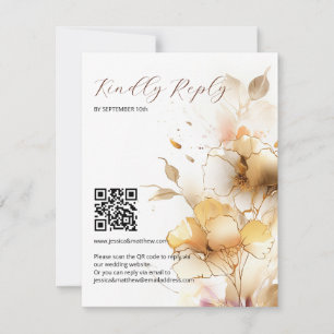 Cartons Réponse Fleurs blanches et dorées de mariage