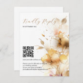 Cartons Réponse Fleurs blanches et dorées de mariage (Devant / Derrière)