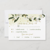 Cartons Réponse fleurs blanches et or vert feuille choix (Devant)
