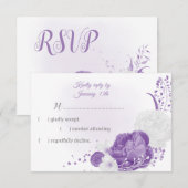 Cartons Réponse fleurs blanches et violettes botaniques (Devant / Derrière)