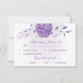 Cartons Réponse fleurs blanches et violettes choix de repas botani (Devant)