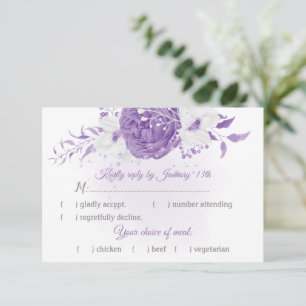 Cartons Réponse fleurs blanches et violettes choix de repas botani