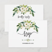 Cartons Réponse Fleurs Blanches Moderne Fleurissant Écriture Manus (Devant / Derrière)