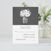 Cartons Réponse fleurs blanches pot de mason mariage rustique cart (Debout devant)