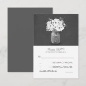 Cartons Réponse fleurs blanches pot de mason mariage rustique cart (Devant / Derrière)