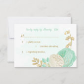 Cartons Réponse fleurs blanches vert menthe or mariage (Devant)