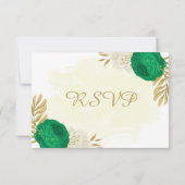 Cartons Réponse fleurs blanches vertes or mariage botanique (Dos)