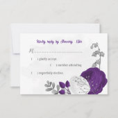 Cartons Réponse fleurs blanches violettes argent mariage botanique (Devant)