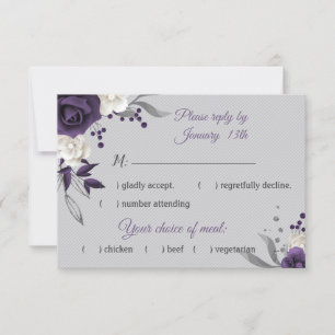 Cartons Réponse Fleurs blanches violettes et poussiéreuses gris