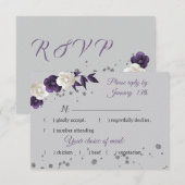 Cartons Réponse Fleurs blanches violettes et poussiéreuses gris (Devant / Derrière)