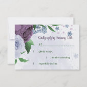 Cartons Réponse Fleurs bleu pourpre vert feuille mariage (Devant)