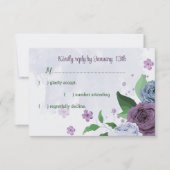 Cartons Réponse Fleurs bleu pourpre vert feuille mariage (Devant)