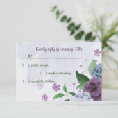 Cartons Réponse Fleurs bleu pourpre vert feuille mariage (Debout devant)