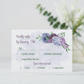 Cartons Réponse Fleurs bleu pourpre vert feuille mariage (Debout devant)