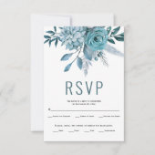 Cartons Réponse Fleurs bleu turquoise et aqua et mariage feuille (Devant)