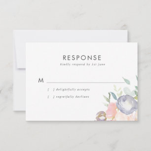 Cartons Réponse Fleurs bleues et roses rousses Pastel Mariage de p