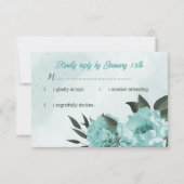 Cartons Réponse fleurs bleues mariage (Devant)