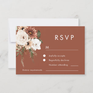 Cartons Réponse Fleurs Boho modernes Mariage en terre cuite