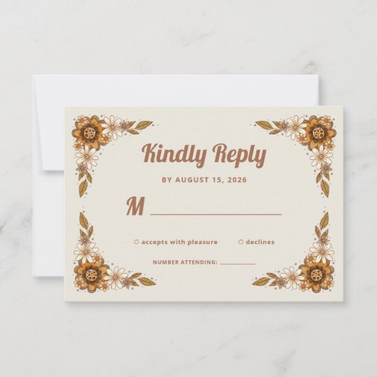 Cartons Réponse Fleurs Boho Retro | MARIAGE (Devant)